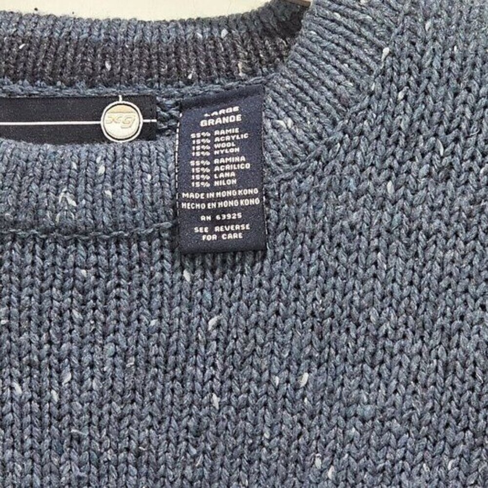 NG Men's XL Blue Knit Sweater - Vintage Style Made In Hong Kong - Picture 2 of 15